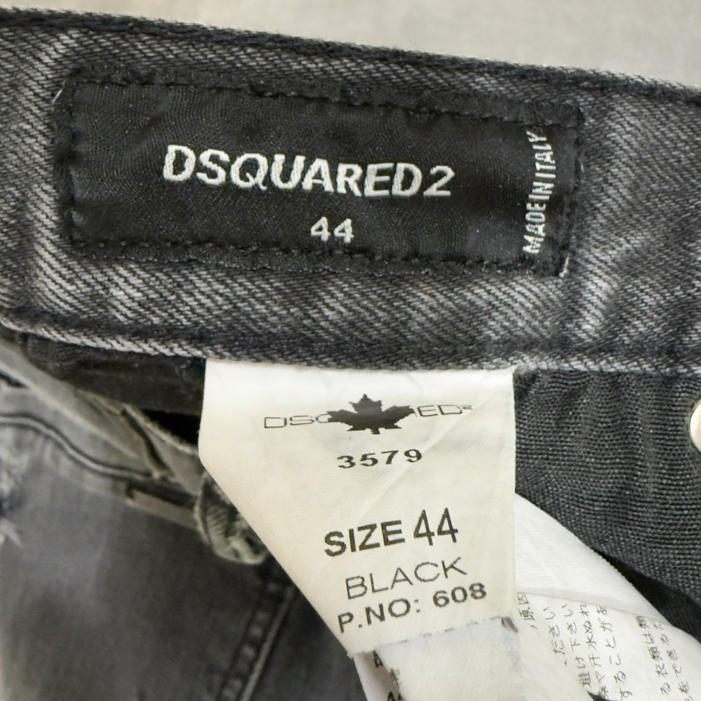 DSQUARED2 Icon Slim Jeans Mens 44‎ 30x32 Faded Black Distressed Selvedge Italy - Picture 7 of 10